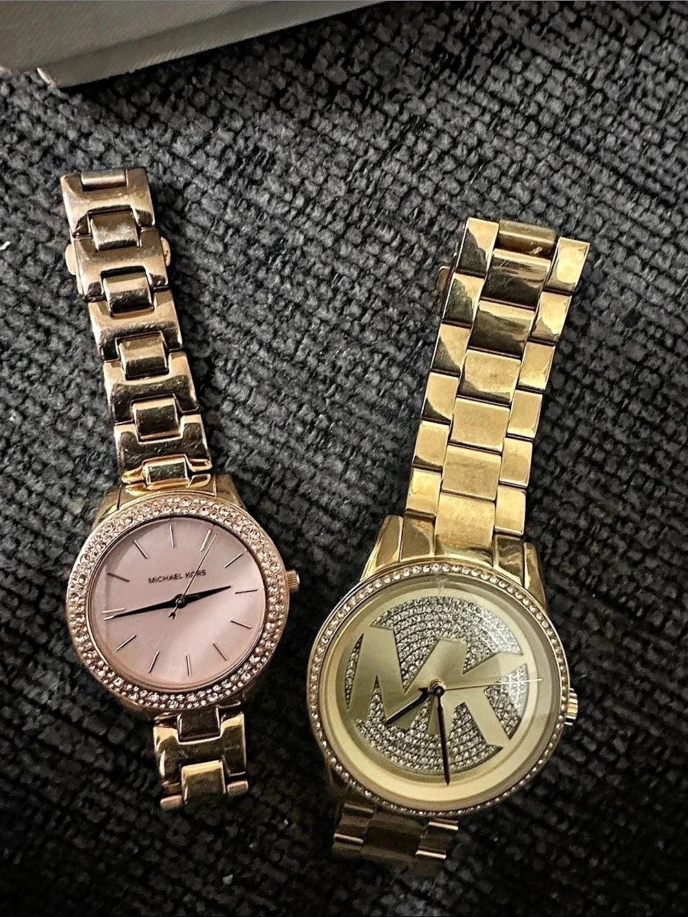 Michael Kors Ritz Gold-Tone Pave Logo Dial Watch Set, Gold & Pink